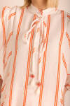 Renkli Çizgili Yakası Bağcıklı Tunik - 4