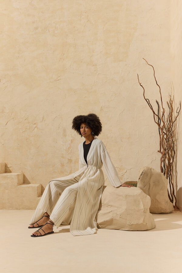 Renkli Çizgili Kimono - Aker