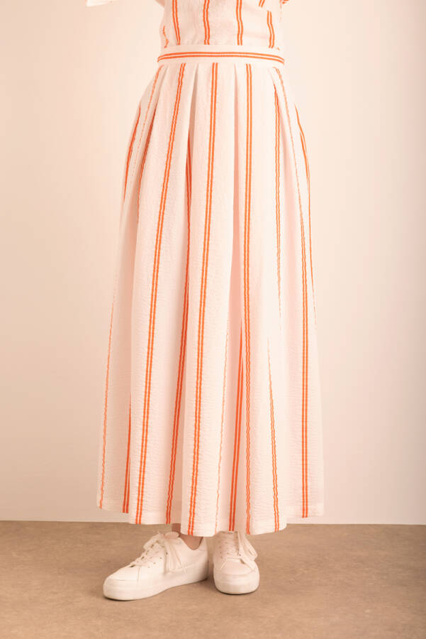 Renkli Çizgili Pileli Etek - Aker (1)