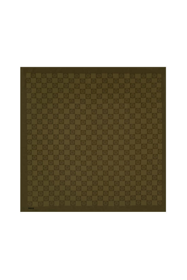 Yeşil 100X100 Dama Monogram Eşarp - 1