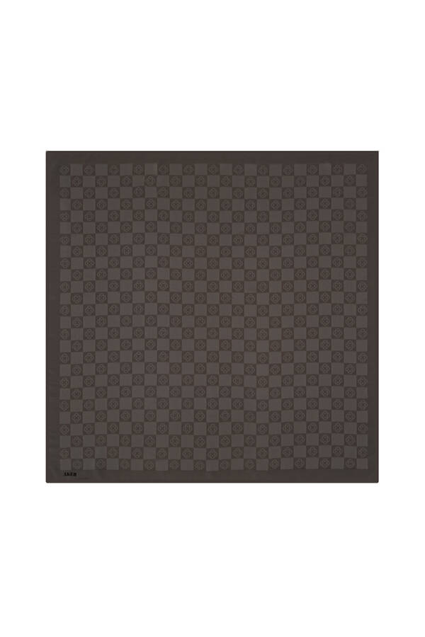 Gri 100X100 Dama Monogram Eşarp - 1