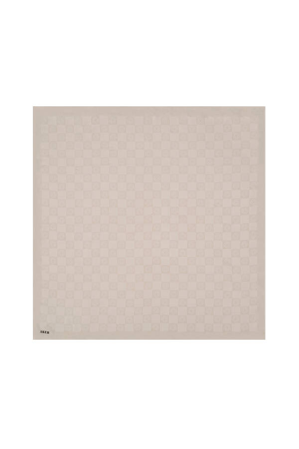 Ekru 100X100 Dama Monogram Eşarp - 1