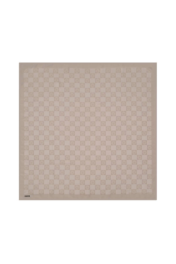 Bej 100X100 Dama Monogram Eşarp - 1