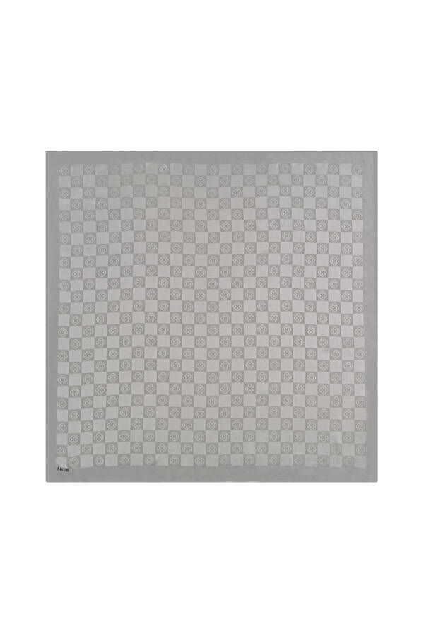Gri 100X100 Dama Monogram Eşarp - Aker