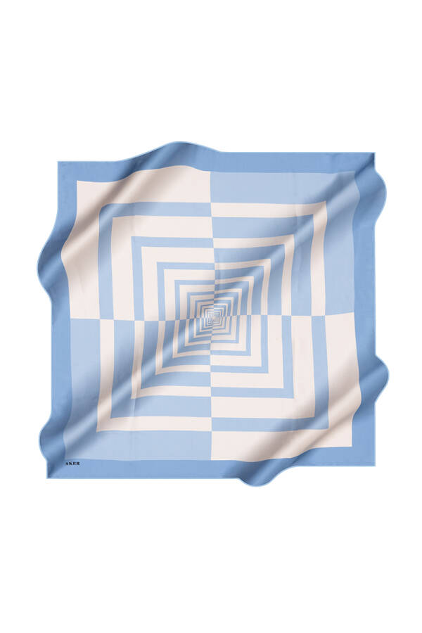 Geometrik Desenli İpek Krep Saten Eşarp - 1