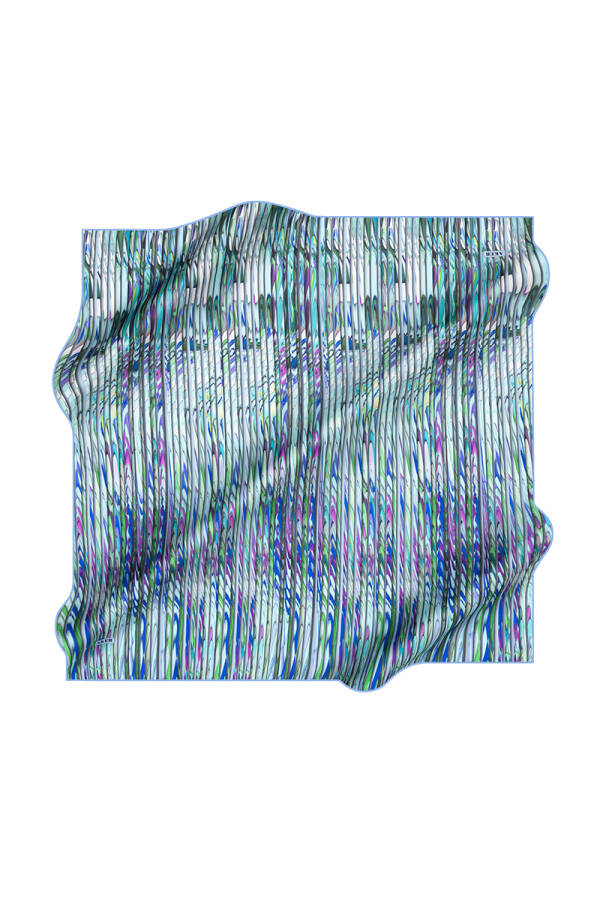 Geometrik Desenli İpek Krep Saten Eşarp - 1