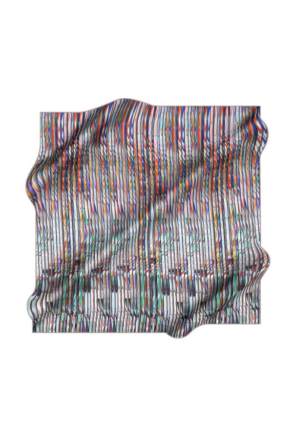 Geometrik Desenli 90X90 İpek Krep Saten Eşarp - 1