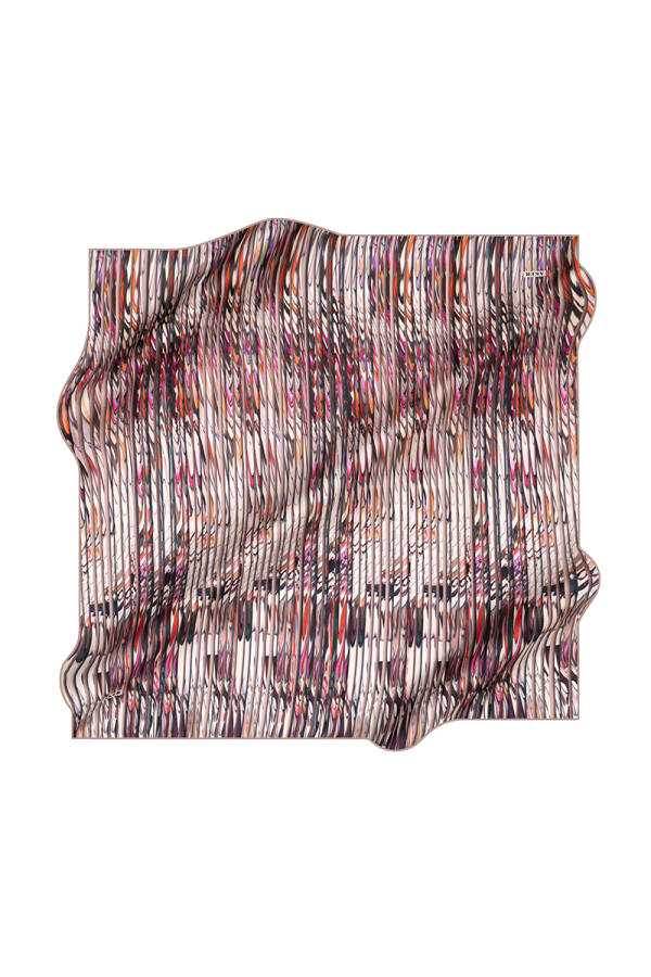 Geometrik Desenli İpek Krep Saten Eşarp - 1