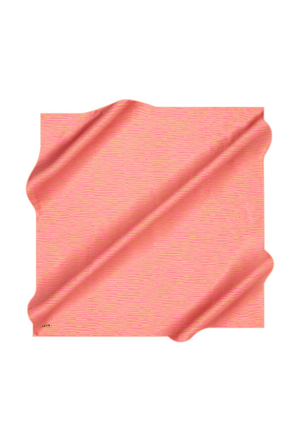 Geometrik Desenli İpek Krep Saten Eşarp - 1