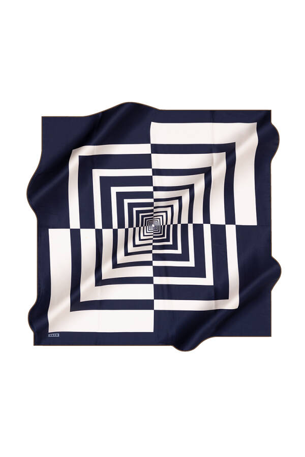 Geometrik Desenli İpek Krep Saten Eşarp - 1