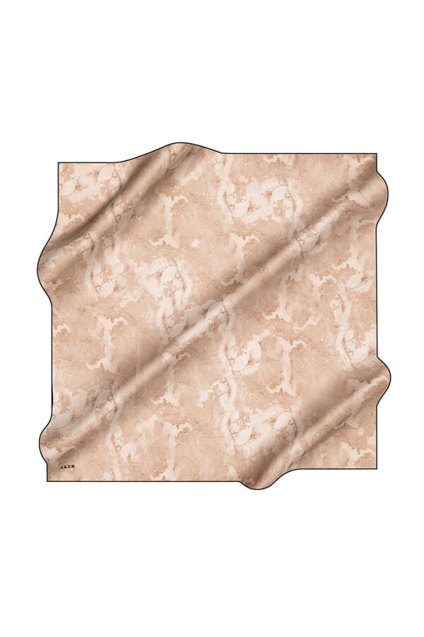 Fırça Desenli Aker İpek Krep Saten Eşarp - Aker (1)