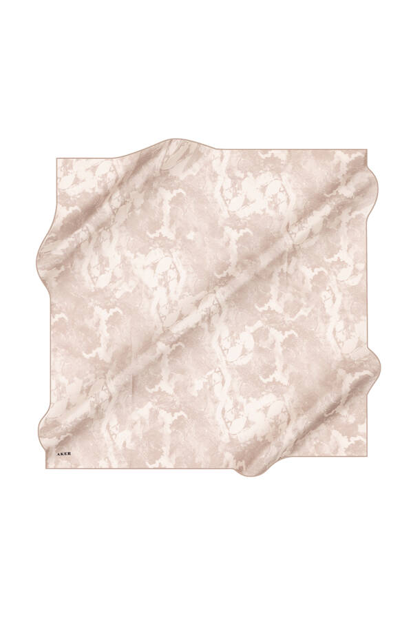 Fırça Desenli Aker İpek Krep Saten Eşarp - Aker