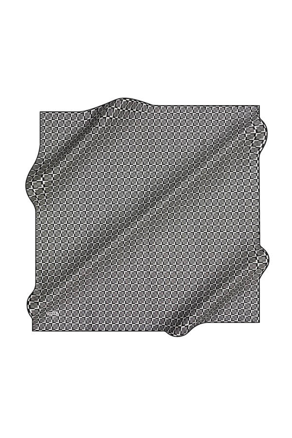 Siyah 90X90 İpek Krep Saten Eşarp - 1