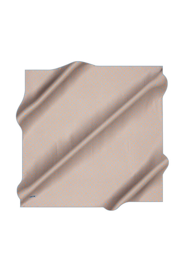 Geometrik Desenli İpek Krep Saten Eşarp - 1