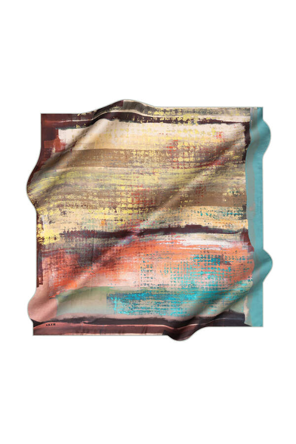 Fırça Desenli Aker İpek Krep Saten Eşarp - 2