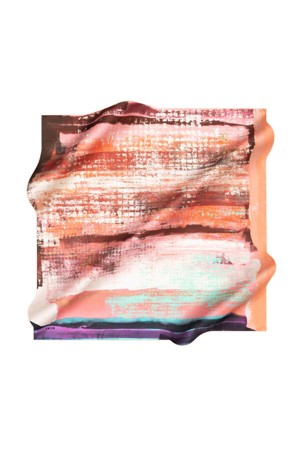 Fırça Desenli İpek Krep Saten Eşarp - 1