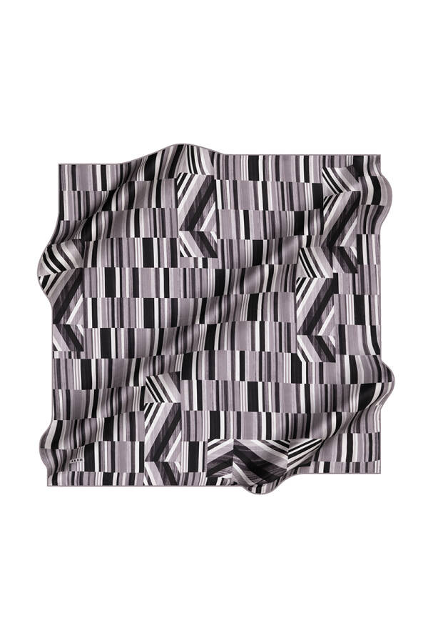 Geometrik Desenli İpek Krep Saten Eşarp - 1