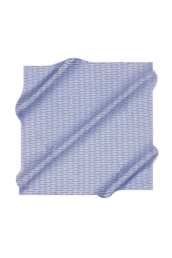 Açık Mavi 90X90 İpek Krep Saten Eşarp - 1