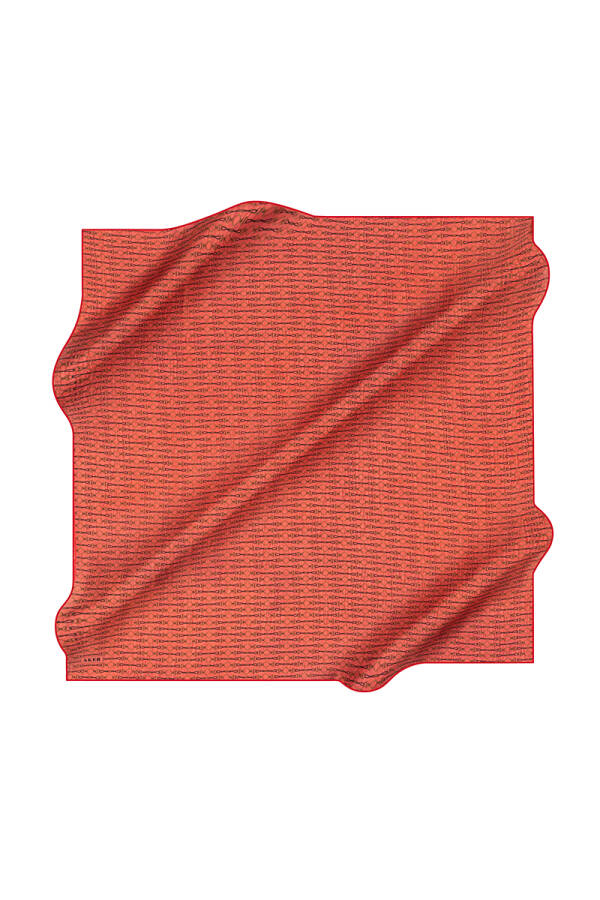 Zincir Desenli İpek Krep Saten Eşarp - 1