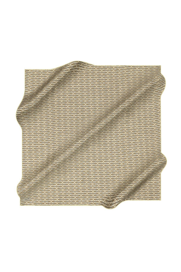 Zincir Desenli İpek Krep Saten Eşarp - 1