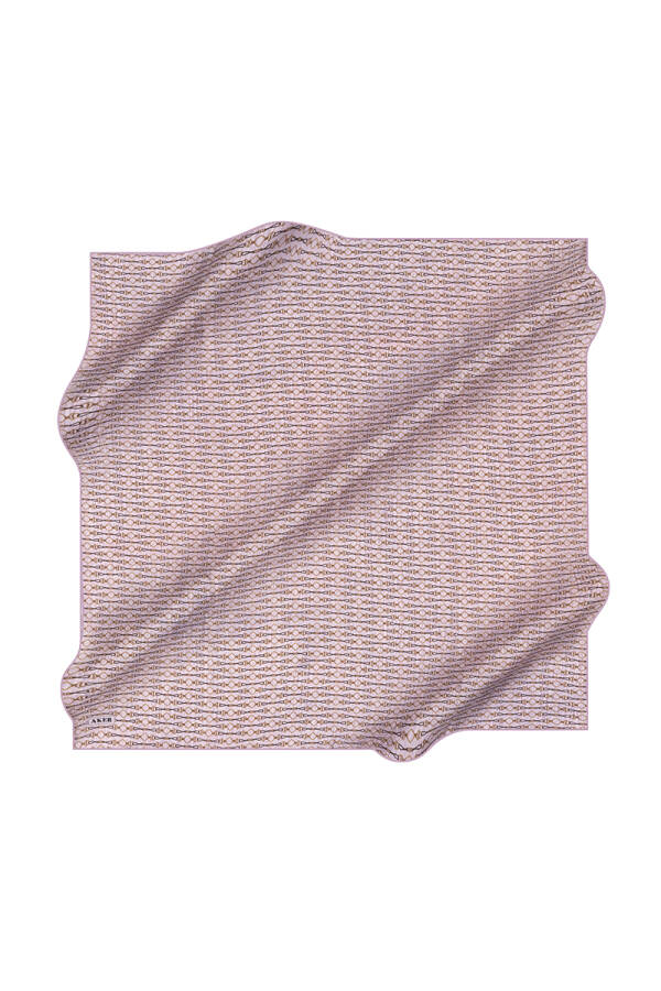 Zincir Desenli İpek Krep Saten Eşarp - 2