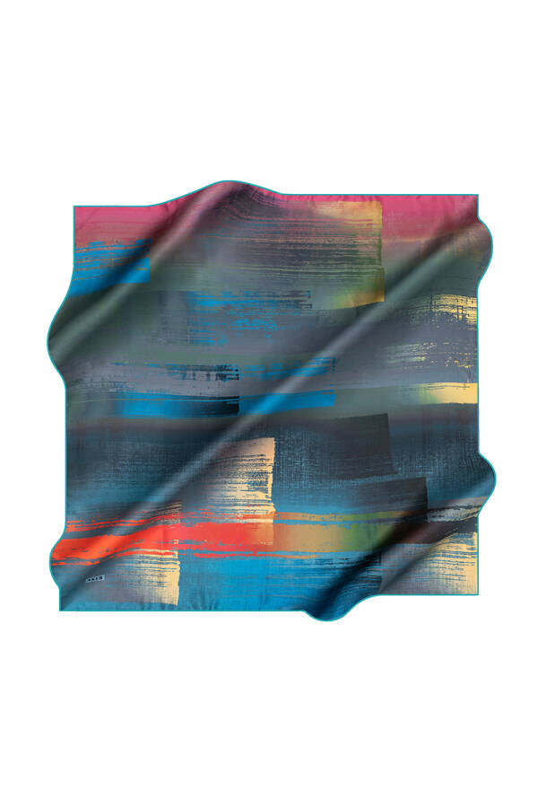 Fırça Desenli Aker İpek Krep Saten Eşarp - 2