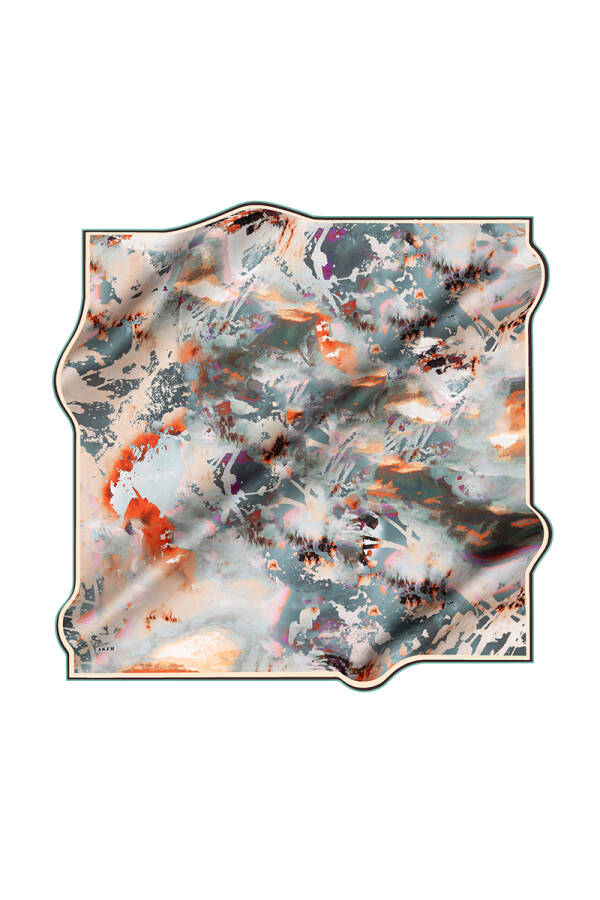 Fırça Desenli İpek Krep Saten Eşarp - 1