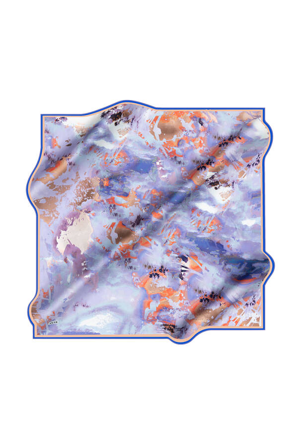 Fırça Desenli Aker İpek Krep Saten Eşarp - 1