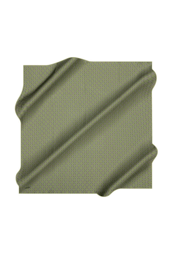 Logo Desenli 90X90 İpek Krep Saten Eşarp - 1