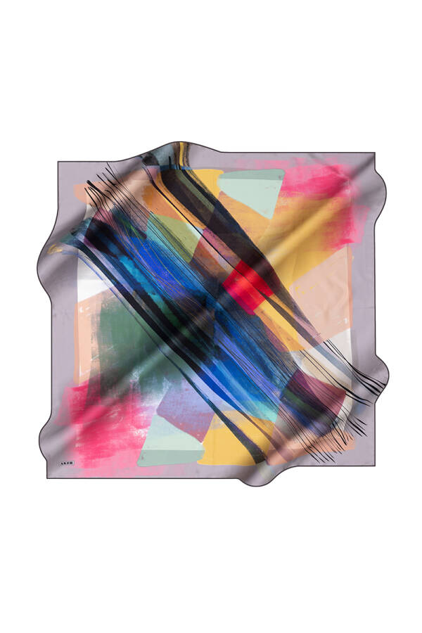 Fırça Desenli Aker İpek Krep Saten Eşarp - 2