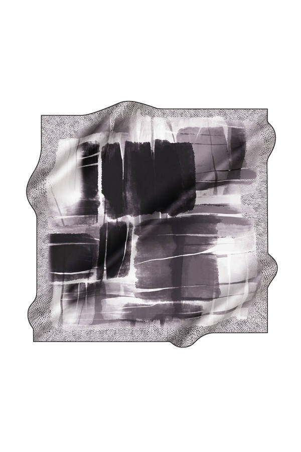 Fırça Desenli Aker İpek Krep Saten Eşarp - Aker