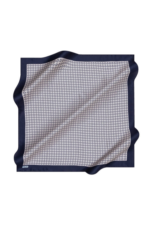 Logo Desenli Aker İpek Krep Saten Eşarp - Aker