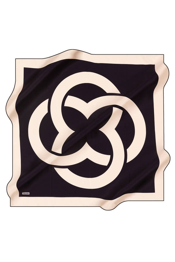 Logo Desenli İpek Krep Saten - Aker