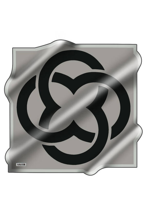 Logo Desenli 90X90 İpek Krep Saten Eşarp - 1