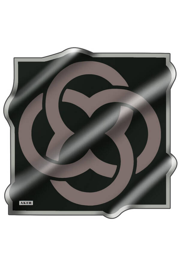 Logo Desenli İpek Krep Saten Eşarp - 1