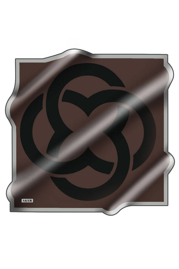 Logo Desenli 90X90 İpek Krep Saten Eşarp - 1