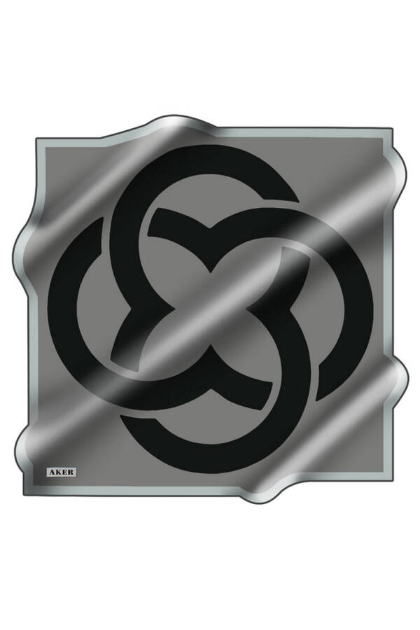 Logo Desenli 90X90 İpek Krep Saten Eşarp - 1