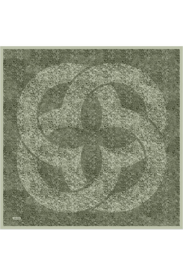 Yeşil İpek Krep Saten Eşarp - 1