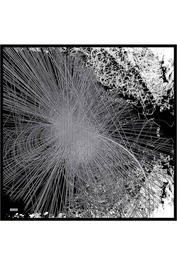 Renkli İpek Krep Saten Eşarp - 1