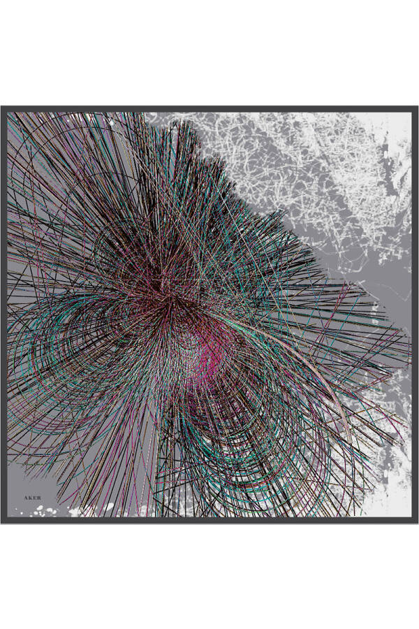 Renkli İpek Krep Saten Eşarp - 1