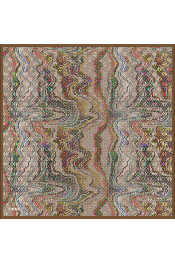 Renkli İpek Krep Saten Eşarp - 1