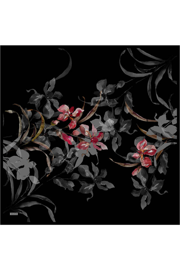 Renkli İpek Krep Saten Eşarp - 1