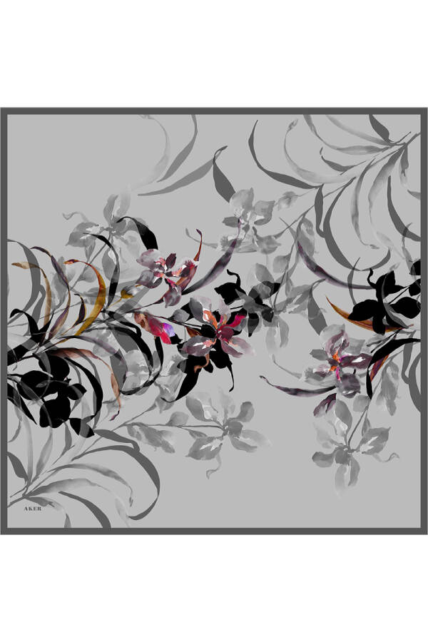 Renkli İpek Krep Saten Eşarp - 1