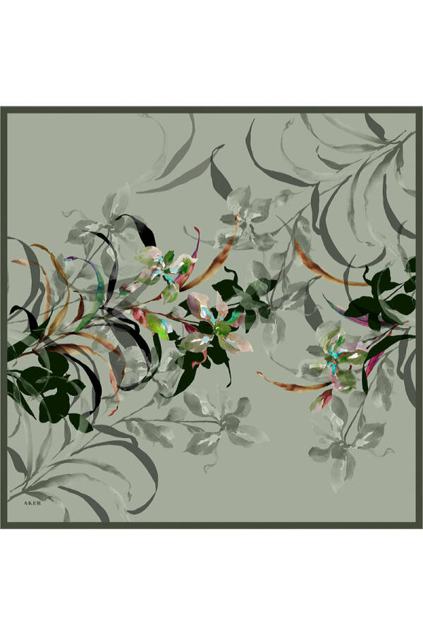 Renkli İpek Krep Saten Eşarp - 1