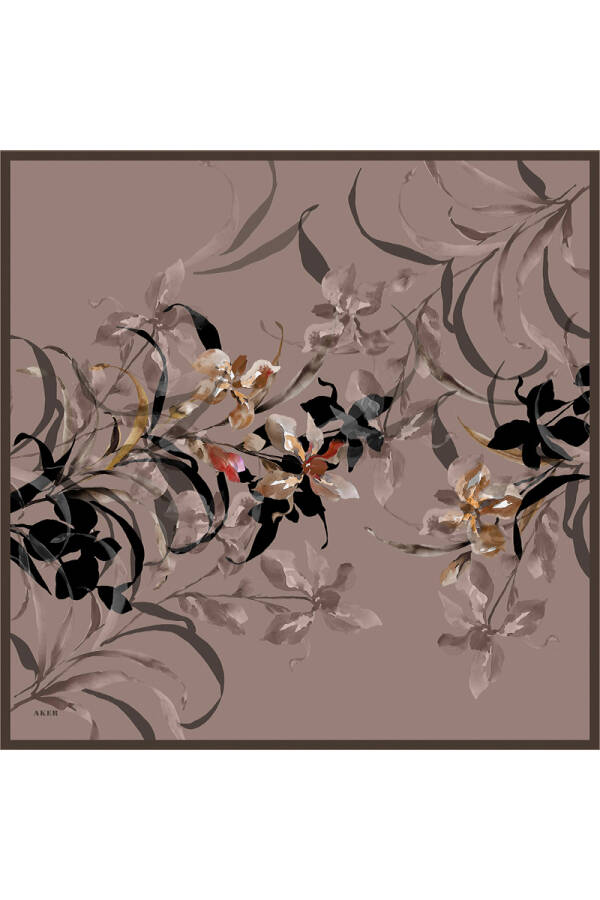 Renkli İpek Krep Saten Eşarp - 1