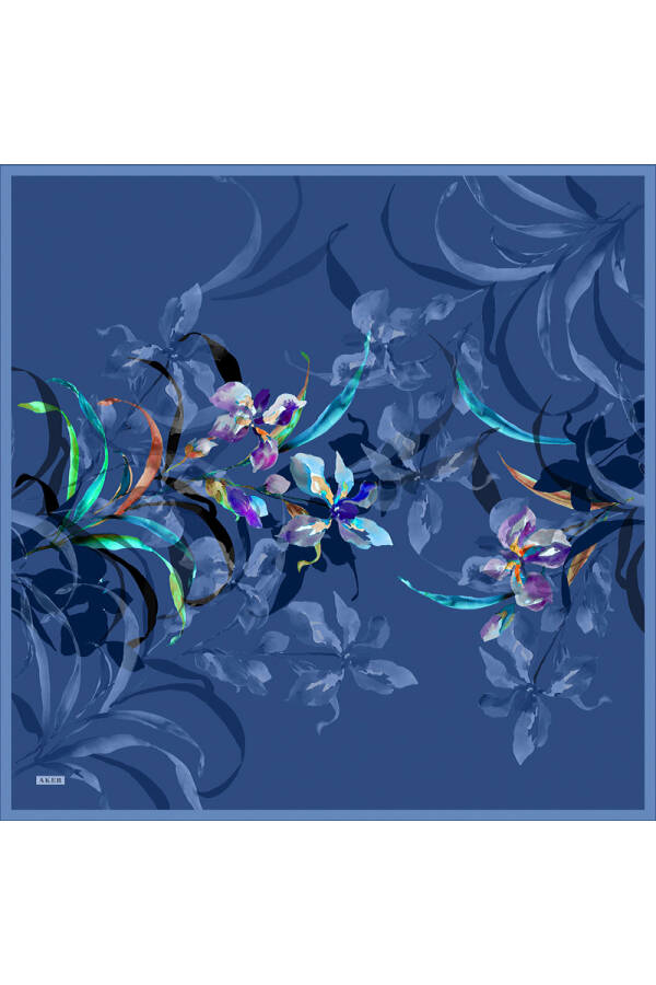 Renkli İpek Krep Saten Eşarp - 1