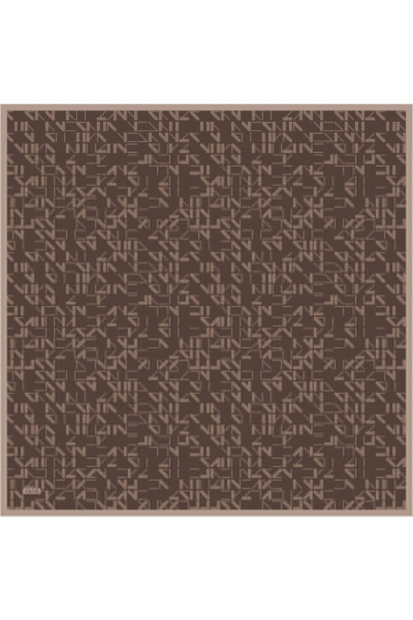 Kahverengi İpek Krep Saten Eşarp - 1