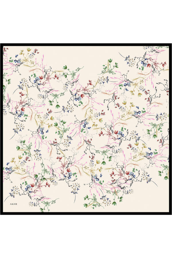 Renkli İpek Krep Saten Eşarp - 1