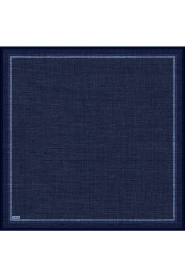 Lacivert İpek Krep Saten Eşarp - 1