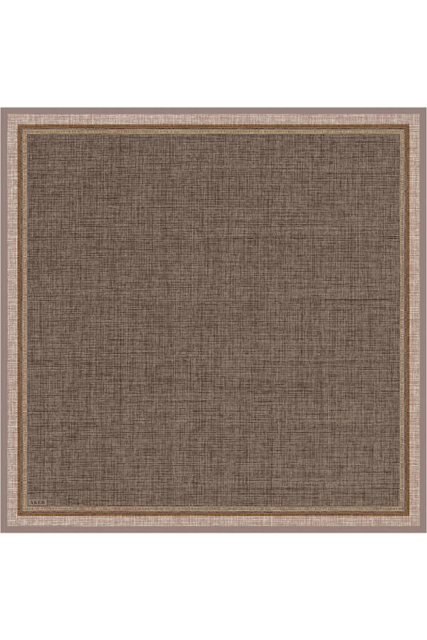 Kahve Melanj İpek Krep Saten Eşarp - 1